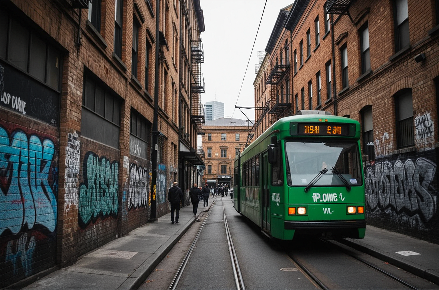 A Melbourne laneway with a tram